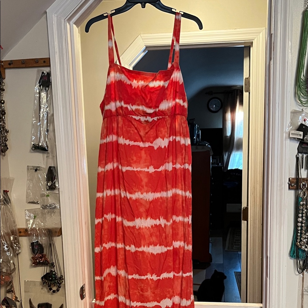 Orange Tie-Dye Maxi Dress